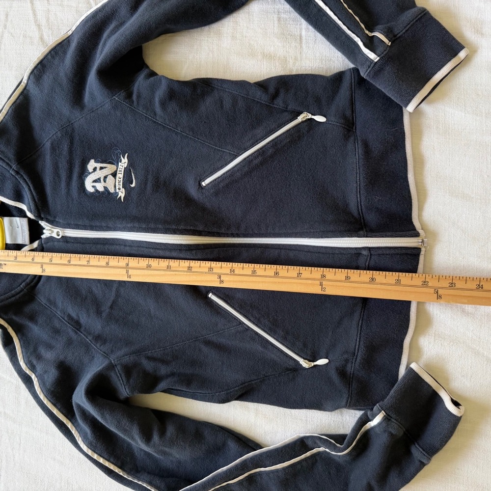 Y2K Nike Girls Navy Blue Full Zip Track Jacket Embroidered Logo M 8-10 - Picture 4 of 7